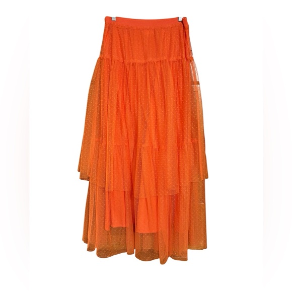 Anthropologie Vibrant Orange A-Line Tulle Skirt - Picture 1 of 3